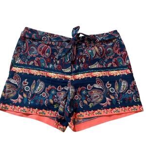 LOFT‎ Women's Navy Paisley Print Belted Shorts Size 2